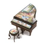 A Viennese Enameled Piano and Stool