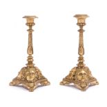 A Pair of Neoclassical Gilt Bronze Candlesticks