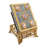 A Greek Enameled Gilt Brass Bible and Bible Stand