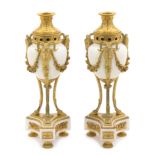 A Pair of French Gilt Bronze Mounted Marble Cassolettes