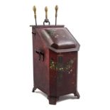 A Victorian Painted Tole Coal Scuttle