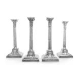 A Set of Four English Silver-Plate Candlesticks, J. Dixon & Sons, Sheffield