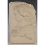 Arthur Ross, 'CHILDHOOD', an Art Nouveau plaster relief with bust portrait of a young girl, signed