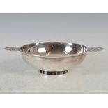 A George V silver quaich, Sheffield, 1929, makers mark of JR, with pierced lugs, 31cm wide x 7cm