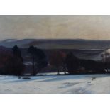 J. Coutts Milne ARSA The wain of a winters day oil on canvas, signed lower left and inscribed on