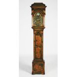 A George III green lacquer longcase clock, Walter Morgan, Hereford, the brass dial with silvered