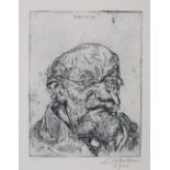 AR Ludwig Meidner (German 1884-1966) Portrait of an elderly gentleman etching, signed in pencil