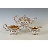 A William IV Scottish Provincial three piece silver tea set, R&R Keay, Perth, Edinburgh hallmarks,