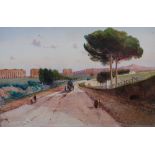 Federico Schianchi (Italian 1858-1919) The Appian Way, Rome watercolour, signed lower left 34cm x