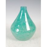 A rare Monart vase, mottled green and blue glass, 21cm high.