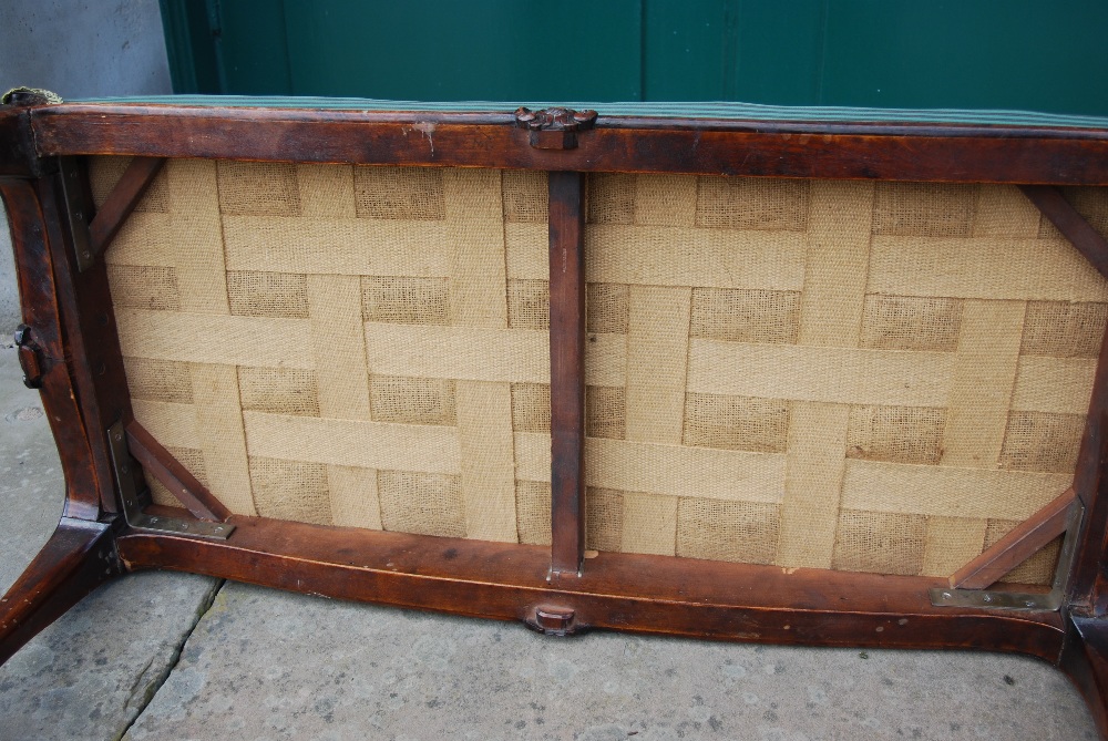 A Victorian mahogany stool, the green striped upholstered seat raised on four scroll - Image 10 of 10