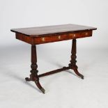 A 19th century rosewood centre table, the rounded rectangular top above two frieze drawers backed by