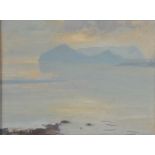 AR Edward Seago RWS (1910-1974) Hazy Morning - Golfoaranci - Sardinia oil on board, signed lower