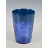 A rare Monart vase, shape OE, blue glass with veined decoration, 20.5cm high.