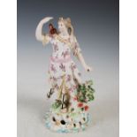 A late 18th century Derby porcelain figure of Diana The Huntress, 29cm high.