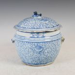 A Chinese porcelain blue and white bowl and cover, Qing Dynasty, decorated with flowers and