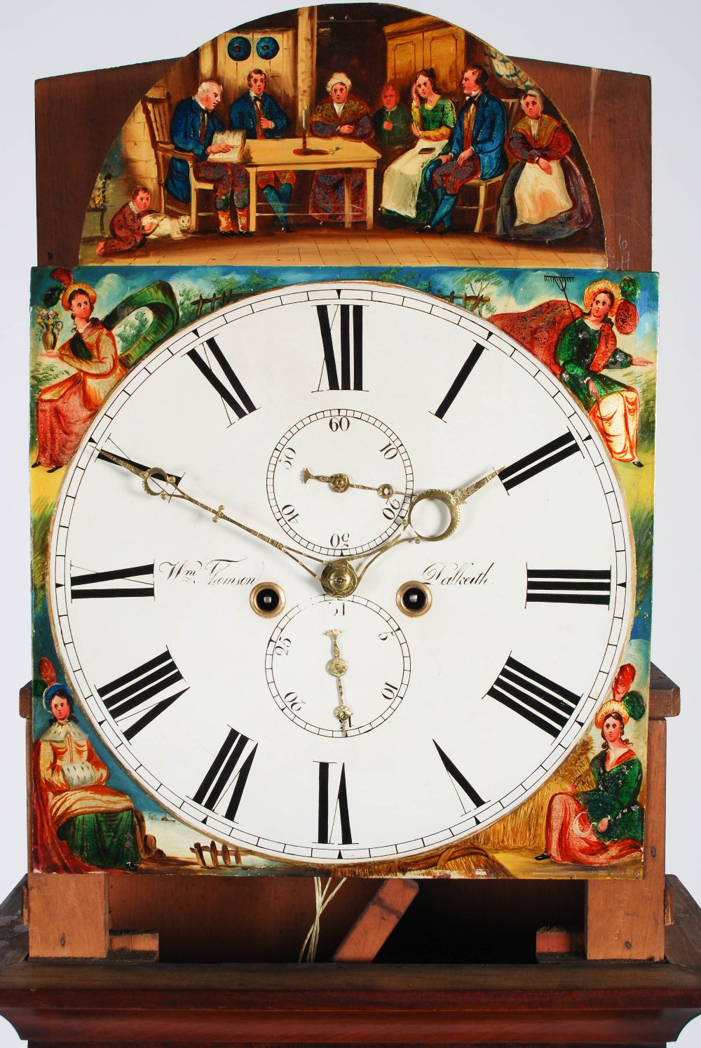 A 19th century mahogany longcase clock, W.M. Thomson, Dalkeith, the enamelled dial with Roman - Image 3 of 9