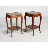 A pair of early 20th century parquetry and gilt metal mounted Louis XV style occasional tables,