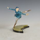 Ferdinand Preiss (1882-1943) An Art Deco cold painted bronze and ivory figure 'Dancer on Ice', on
