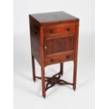 A 19th century mahogany wash stand, the hinged rectangular top opening to a fitted interior above