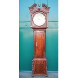 A George III mahogany longcase clock, Wirksworth, Winstanley, the silvered circular dial with Arabic
