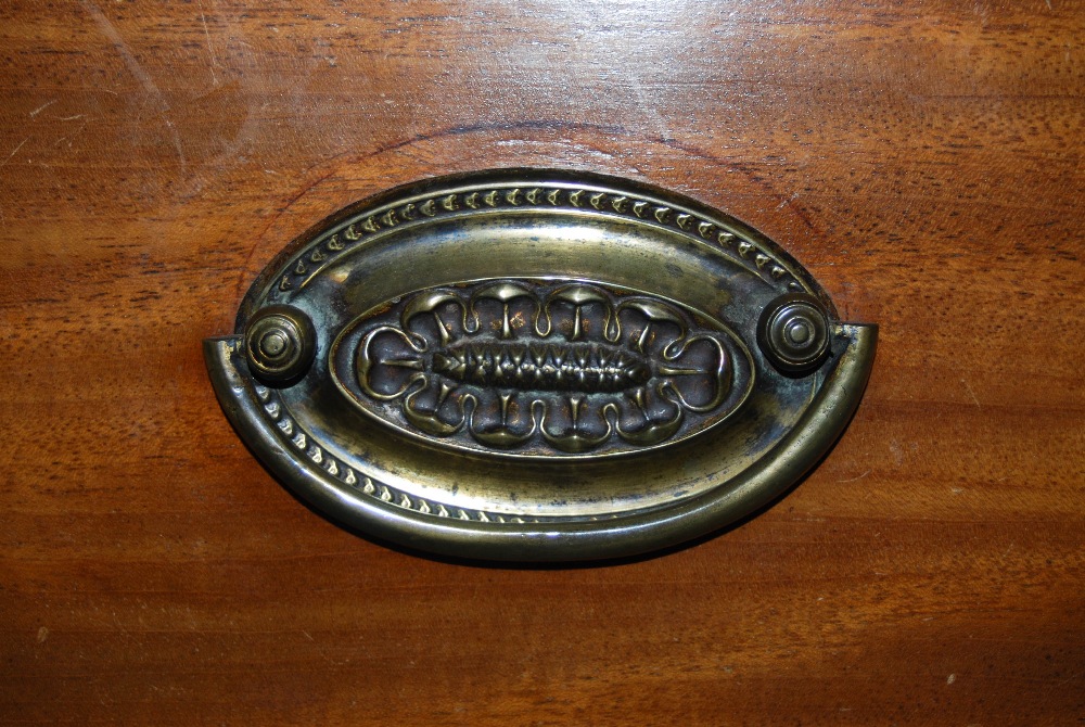 A 19th century mahogany linen press, the moulded cornice and dentil frieze above a pair of - Image 5 of 7