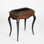 A 19th century boulle work, ebony and ormolu mounted jardiniere stand, the rectangular top with lift