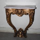 A 19th century Continental gilt wood console table, the white and grey veined marble top with a