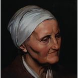 19th century Continental School Portrait of an elderly woman oil on canvas 30.5cm x 30.5cm