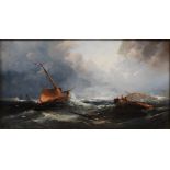 William Henry Williamson (1820-1883) Fishing boats in stormy seas oil on canvas, signed and dated