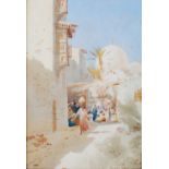 Augustus Osborne Lamplough (1877-1930) The bazaar watercolour, signed lower left 35.5cm x 24.5cm