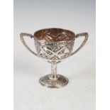 An early 20th century silver twin handled chalice cup by Alexander Ritchie of Iona, Birmingham,