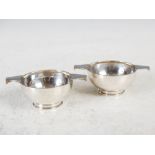A pair of Indian silver quaichs, makers mark of H&Co. Ld., 11.5cm wide x 4cm high, 5.5 troy ozs.