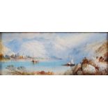 E. Myers (19th century) Italian lake scene watercolour, signed lower right 13cm x 33cm