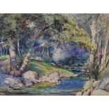 AR Samuel John Lamorna Birch RA RWS RWA (1869-1955) The old weir and Summer woodland scene with