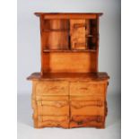 Tim Stead (1952-2000) - A burr elm dresser, the upper section with four open shelves and single