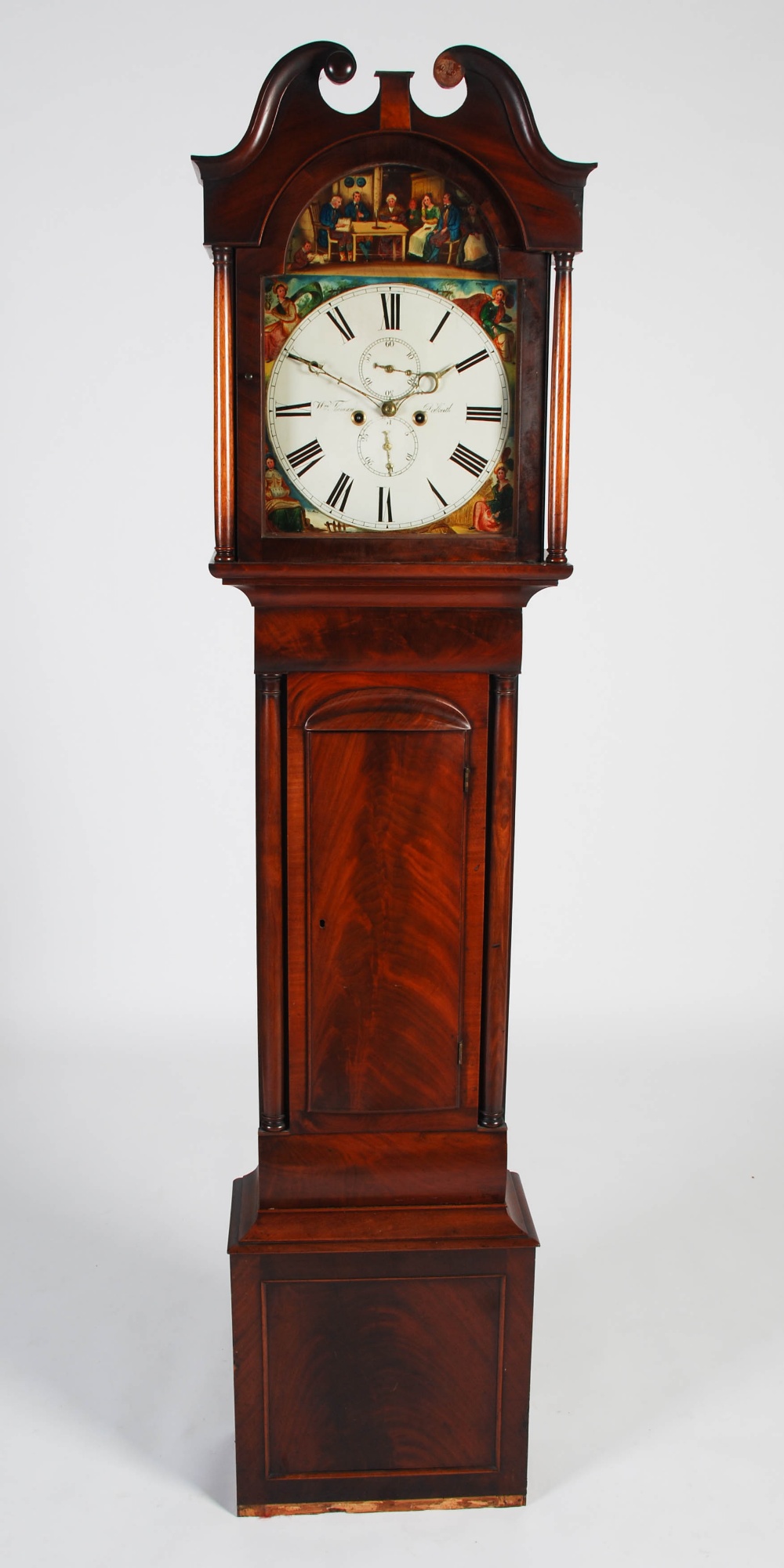 A 19th century mahogany longcase clock, W.M. Thomson, Dalkeith, the enamelled dial with Roman