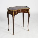 A late 19th/early 20th century French Vernis Martin style kidney shaped occasional table, the shaped