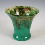 A Monart vase, shape GC, mottled green and orange with gold coloured inclusions, bearing remains