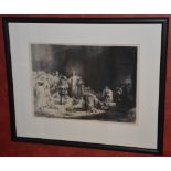 After Rembrandt Christ and saints lithograph 28cm x 40cm