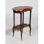 An early 20th century rosewood, marquetry and gilt metal mounted kidney shaped occasional table, the