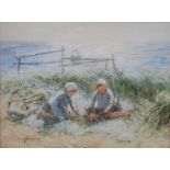 Robert Gemmell Hutchison RSA RBA ROI (1855-1936) The crab fisher's bairns watercolour, heightened