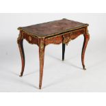A 19th century boulle work, ebony and ormolu mounted writing table, the shaped rectangular top
