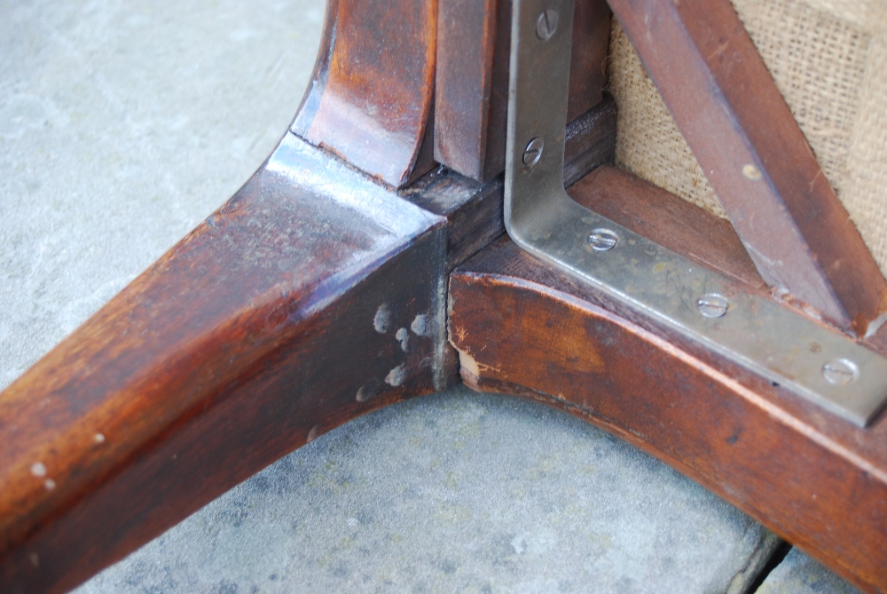 A Victorian mahogany stool, the green striped upholstered seat raised on four scroll - Image 6 of 10