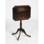 An early 19th century coromandel and lacquer snap top occasional table, the hinged rectangular top