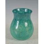 A Monart vase, shape SA, mottled blue and green glass with silver coloured inclusions, 17.5cm high.