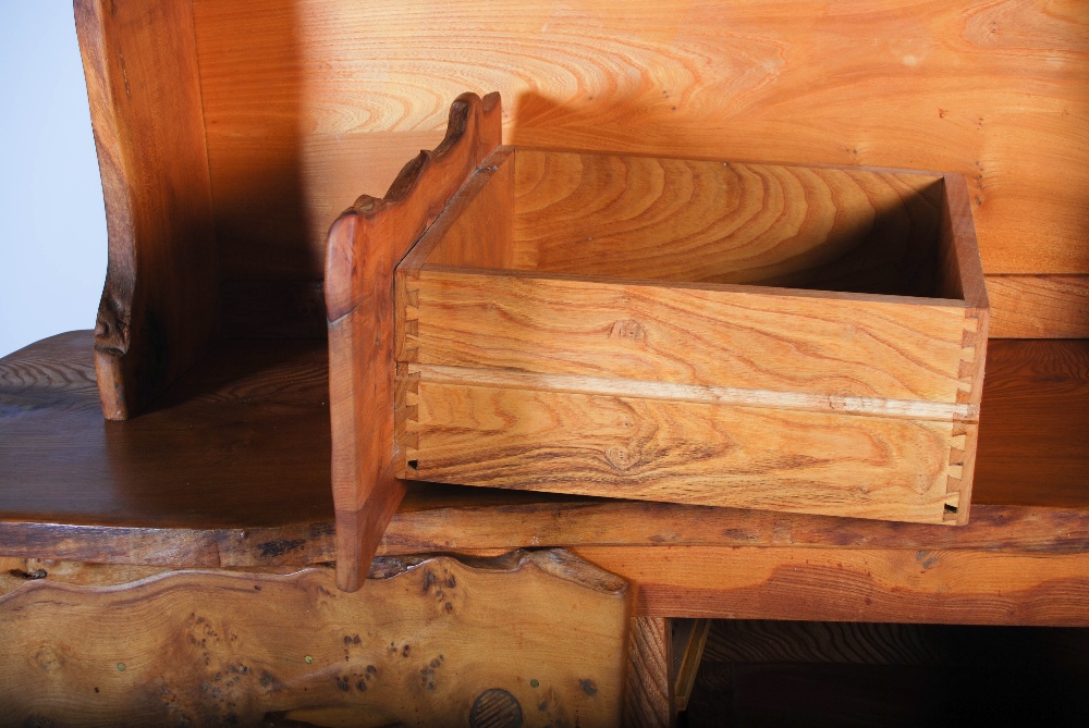 Tim Stead (1952-2000) - A burr elm dresser, the upper section with four open shelves and single - Image 5 of 5