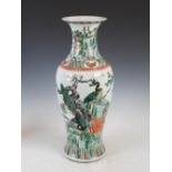 A Chinese porcelain famille verte vase, late 19th/early 20th century, decorated with rockwork,