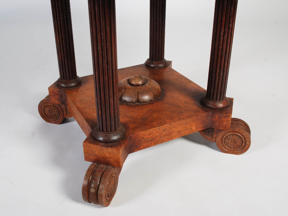 A 19th century pollard oak and ebony lined octagonal shaped centre table, the shaped top centred - Image 2 of 3