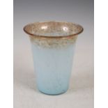 A Monart vase, shape AE, mottled clear and blue glass with gold coloured inclusions, The Royal